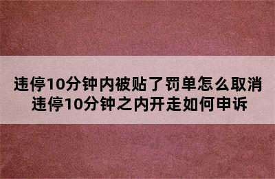 违停10分钟内被贴了罚单怎么取消 违停10分钟之内开走如何申诉